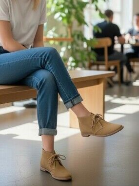 Beek Leather Bunting Chucka Ankle Boots Women Size 8 Booties Tan Lace Up Boho